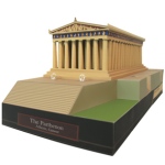 Papercraft building imprimible y armable del Partenón de Gracia. Manualidades a Raudales.