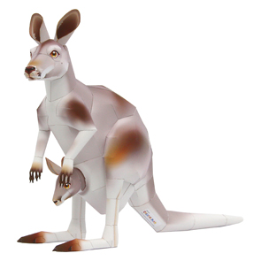 Papercraft imprimible de un Canguro / Kangaroo. Manualidades a Raudales.