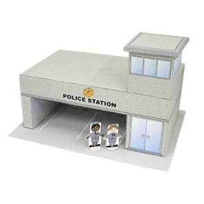 Papercraft de la Comisaria de Policía de la mini-ciudad / craftown. Manualidades a Raudales.