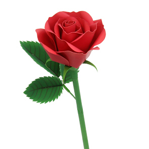 Paper model imprimible y armable de una Rosa roja. Manualidades a Raudales.