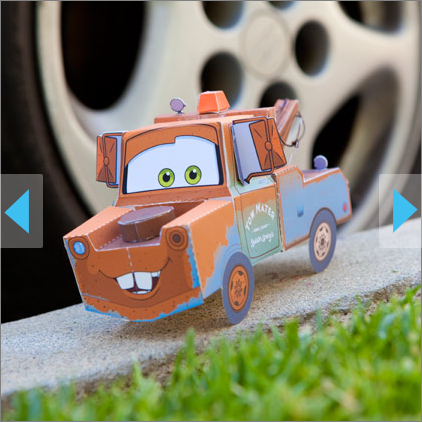 Papercraft imprimible y armable de Mate la Grúa / Tow Mater. Manualidades a Raudales.